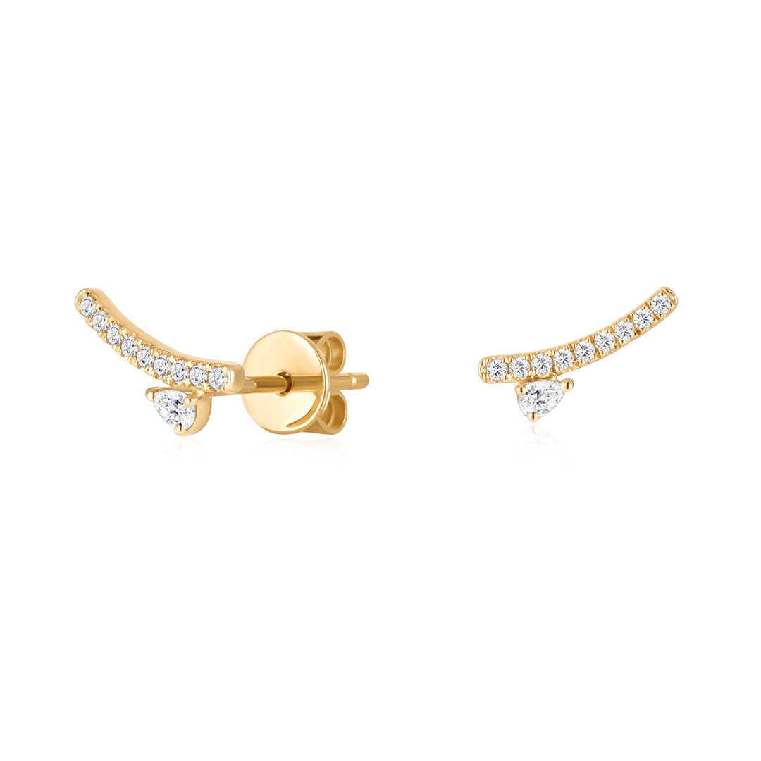 Lab-Grown Diamond Pear & Round Climber Earrings with Butterfly Backs