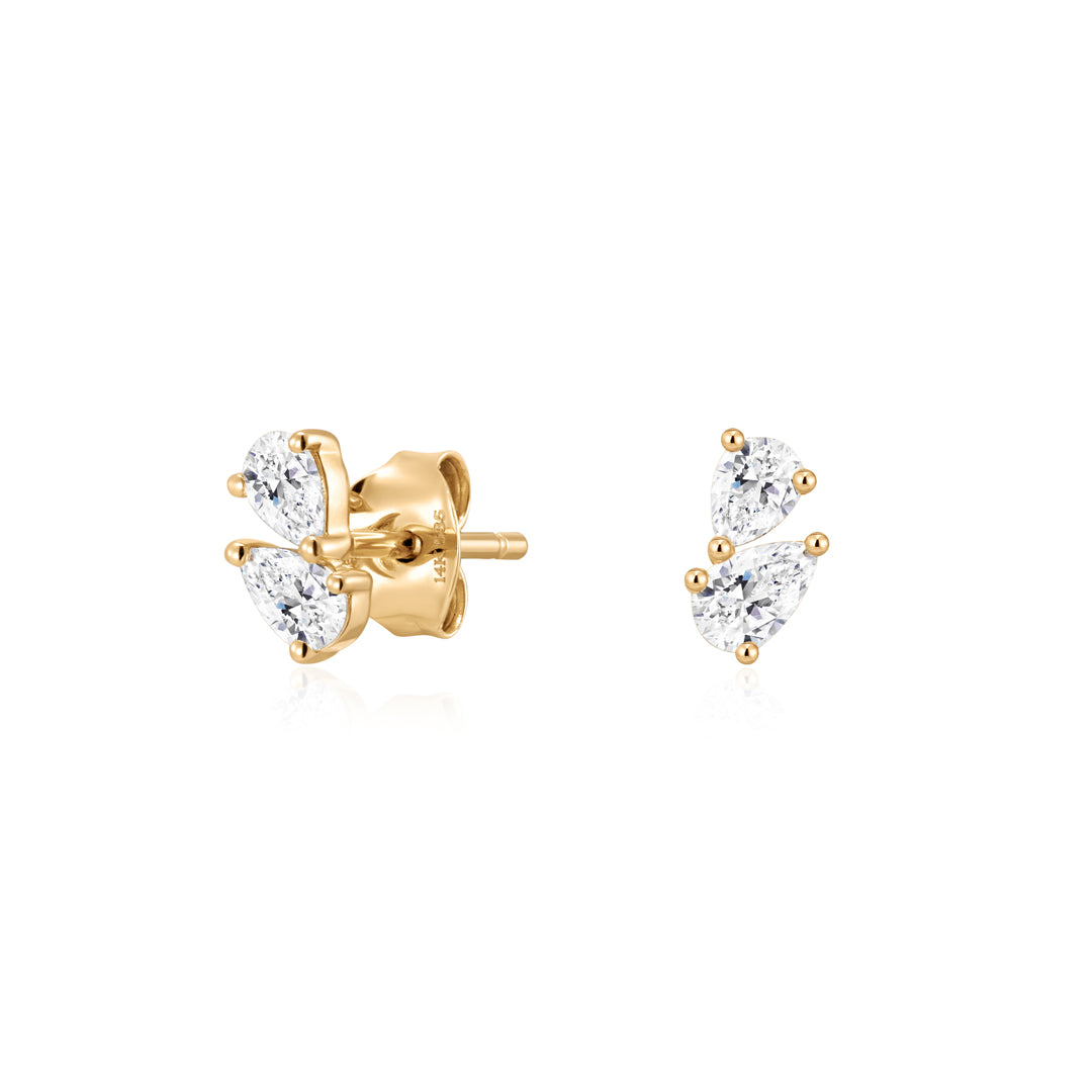 Double Pear Lab-Grown Diamond Stud Earrings with Butterfly Backs