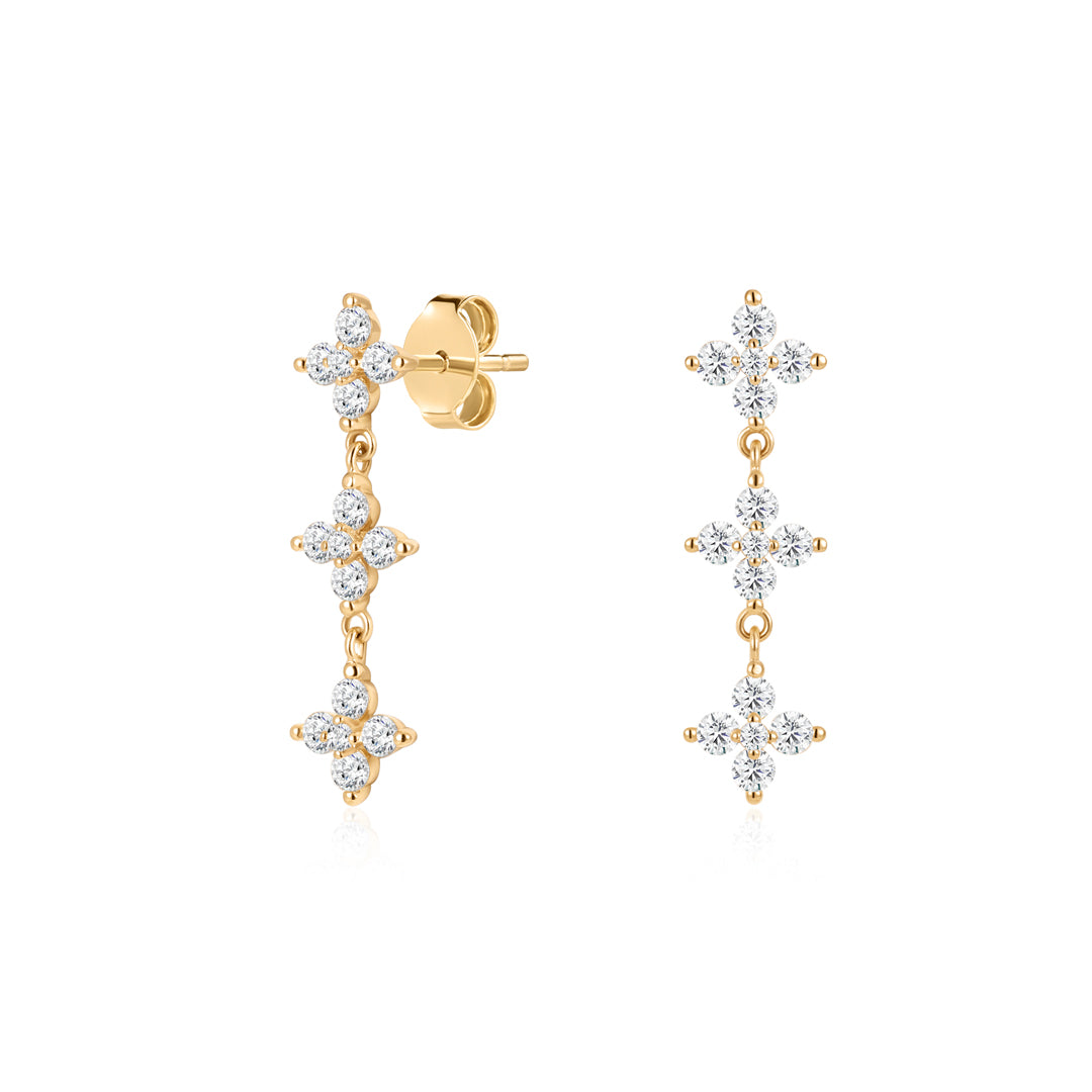 Gold Lab-Grown Diamond Clover Cascade Earrings