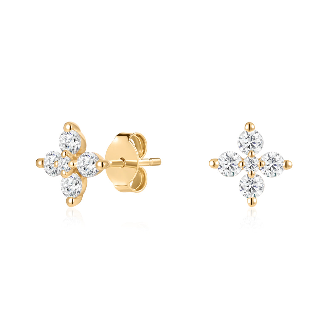 0.184ct Lab-Grown Diamond Clover Ear Party Studs with Butterfly Backs
