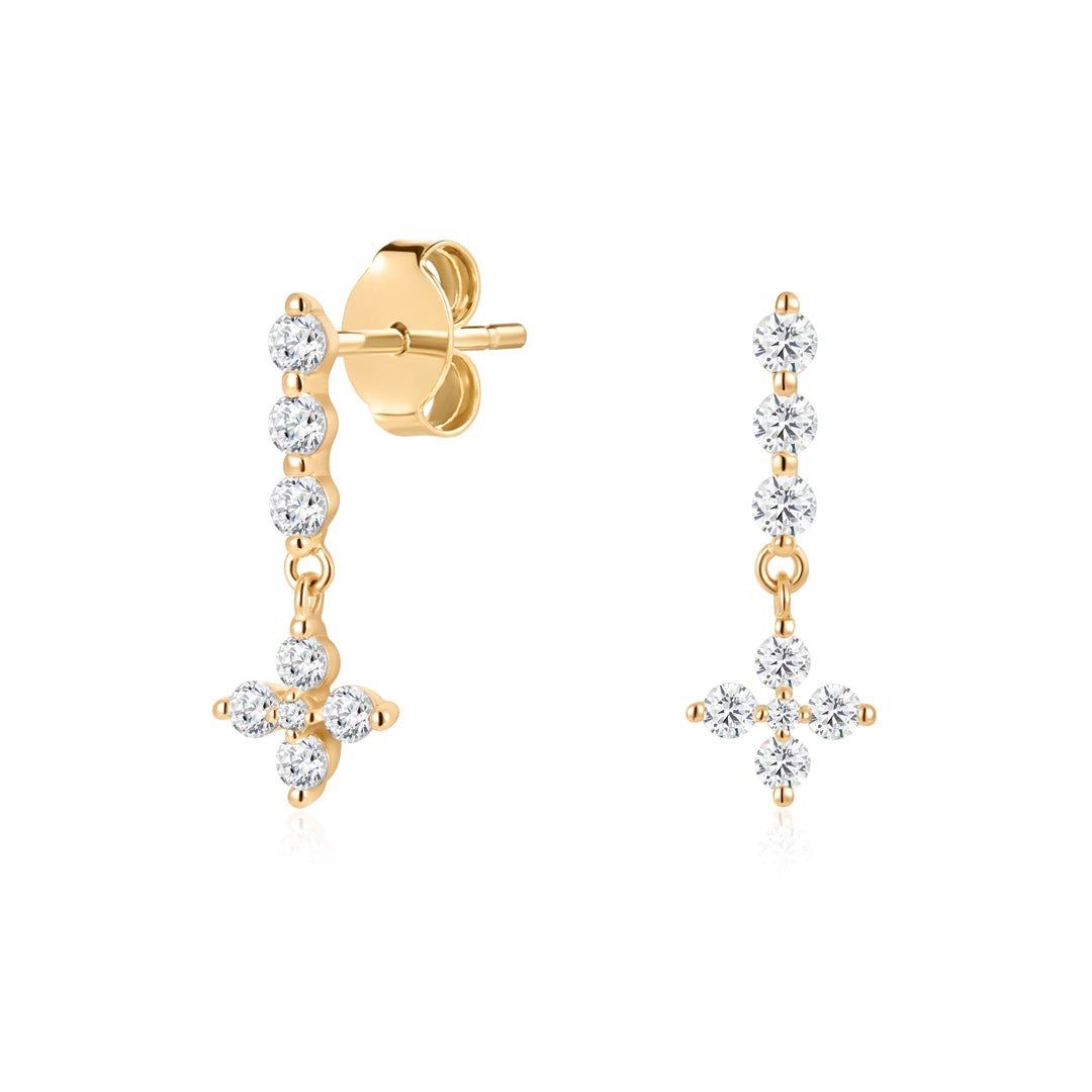 0.28ct Lab-Grown Diamond Round Clover Drop Earrings
