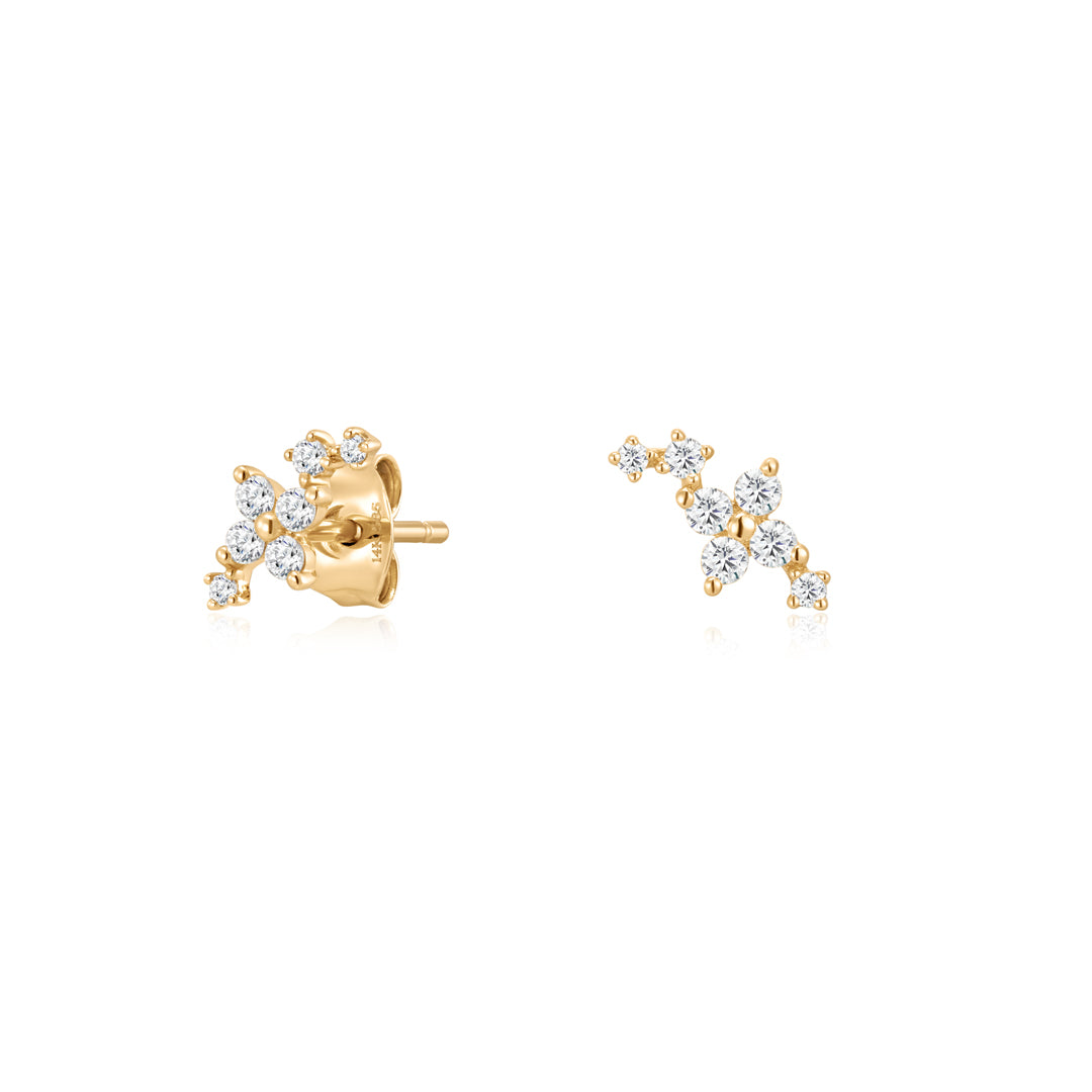 Petite Lab-Grown Diamond Clover Stud Earrings with Butterfly Backs