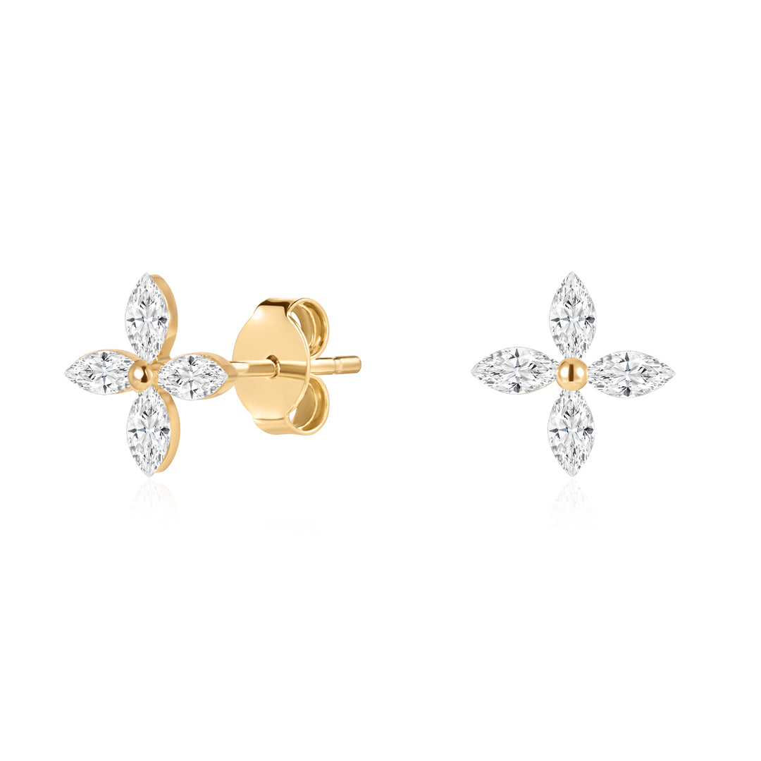 Invisible-Set Marquise Lab-Grown Diamond Lucky Clover Earrings