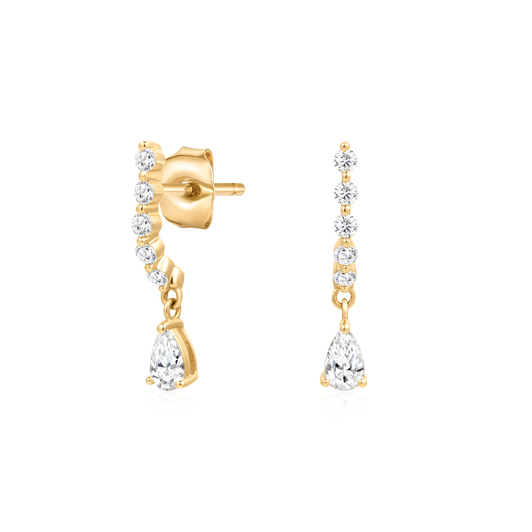 Lab-Grown Diamond Pear Charm Drop Earrings