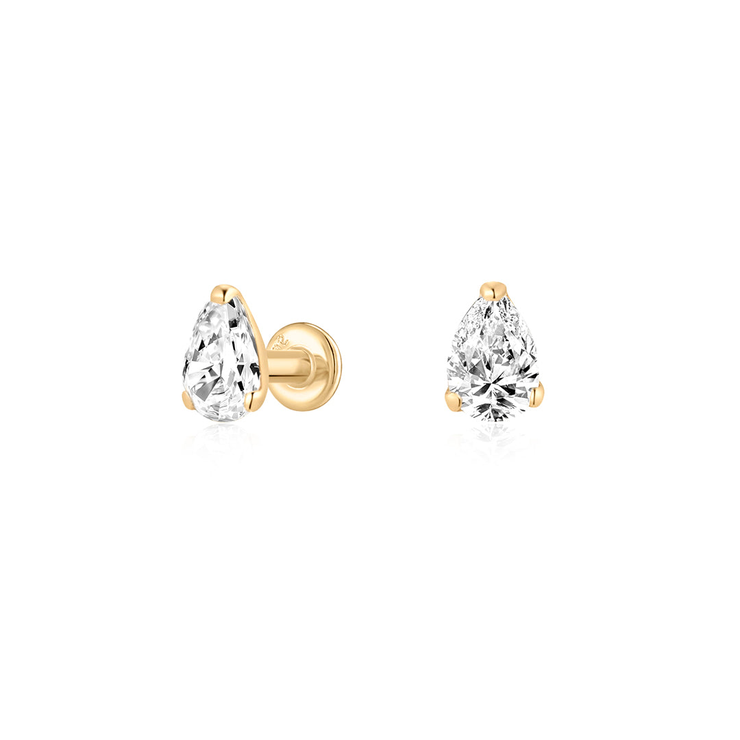 Lab-Grown Diamond Pear Solitaire Piercing Earring