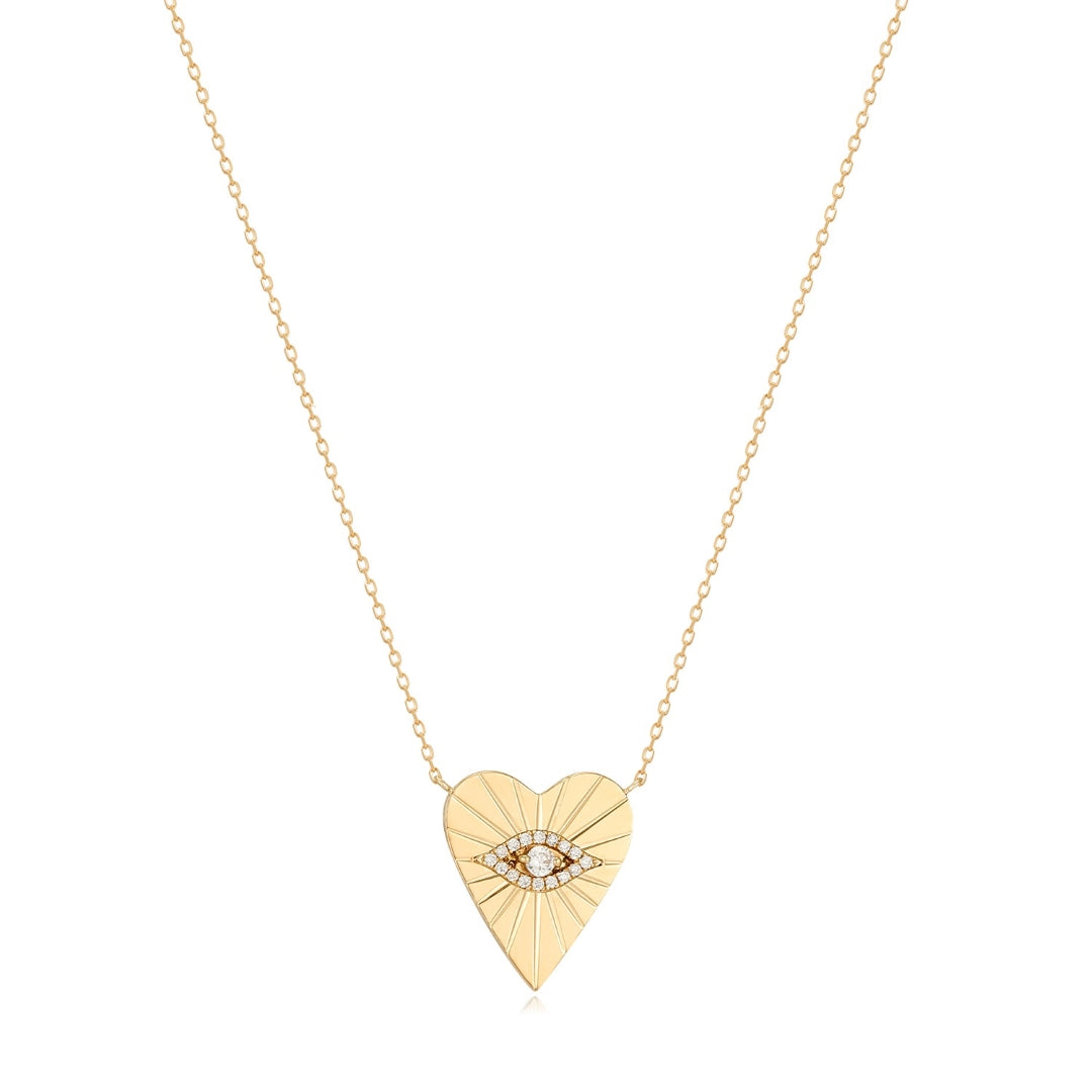 Lab-Grown Diamond Heart Pendant with Eye Motif