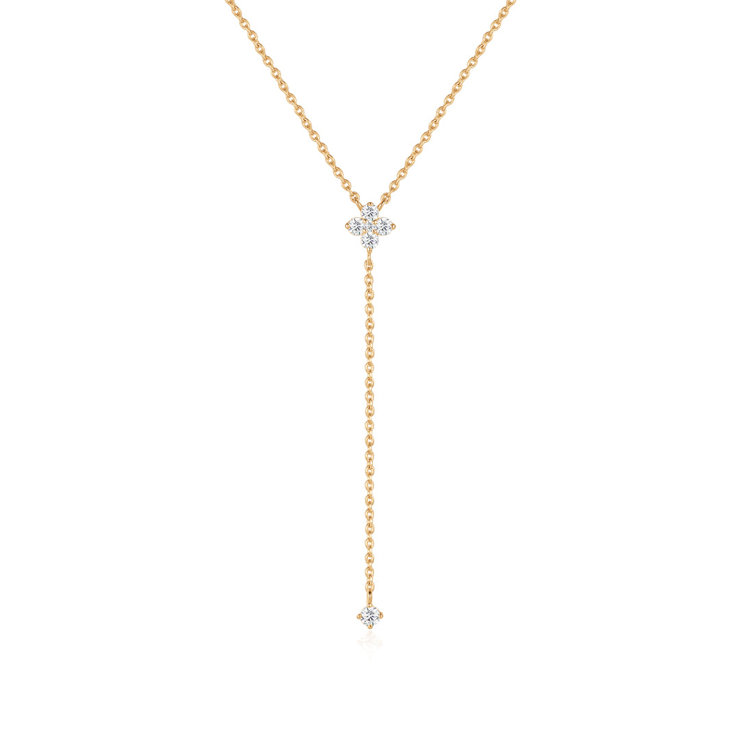 Four-Leaf Clover Lab-Grown Diamond Lariat Necklace