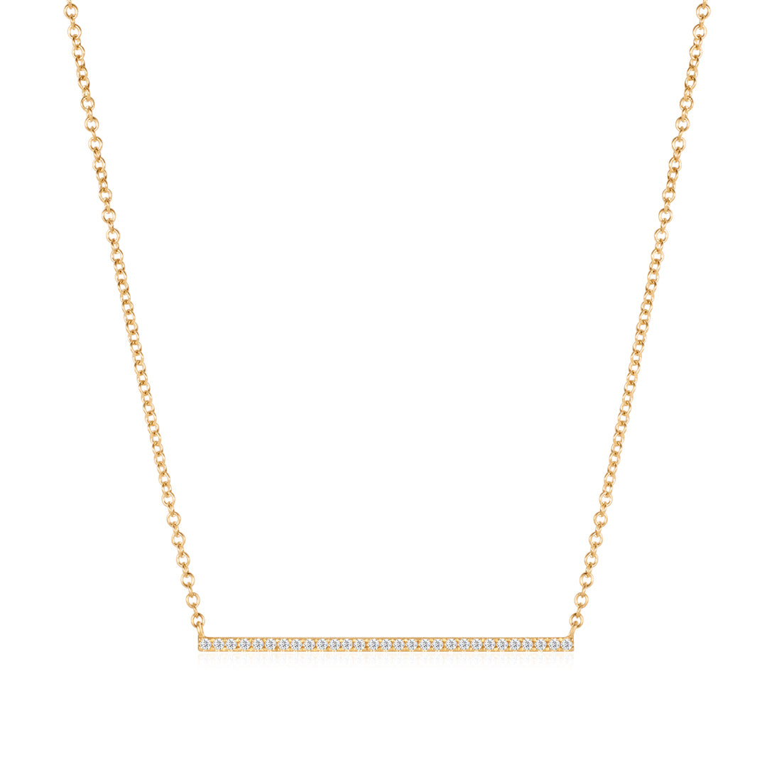 Gold Lab-Grown Diamond Station Bar Necklace