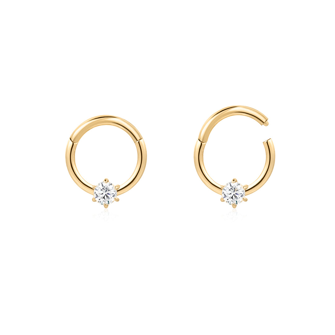 Lab-Grown Diamond Solitaire Clicker Piercing Hoop