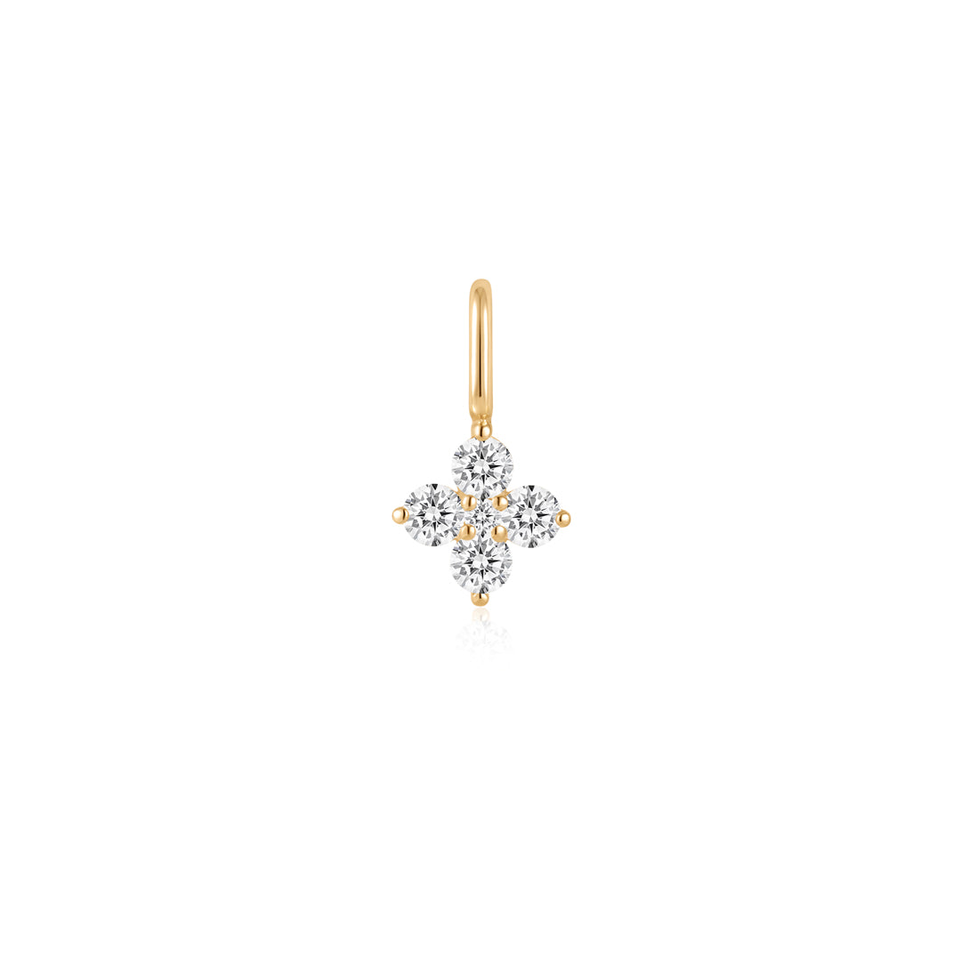 Round Lab-Grown Diamond Lucky Clover Gold Charm