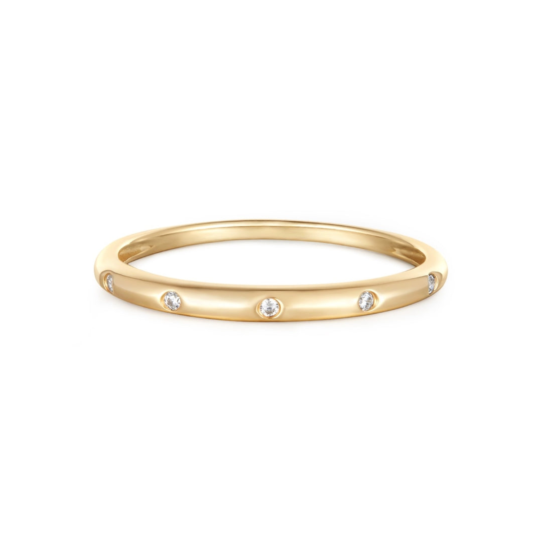Round Lab-Grown Diamond Dotted Gold Band Ring