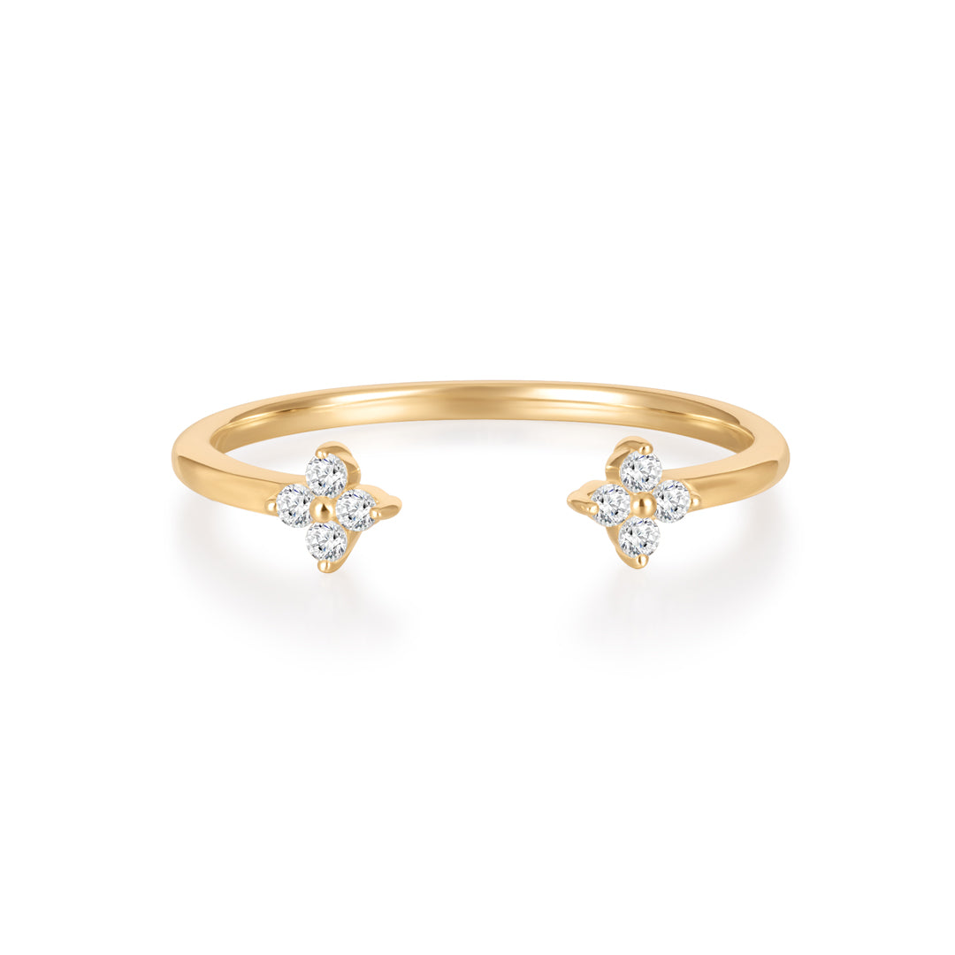 Round Lab-Grown Diamond Floral Clover Stacking Ring
