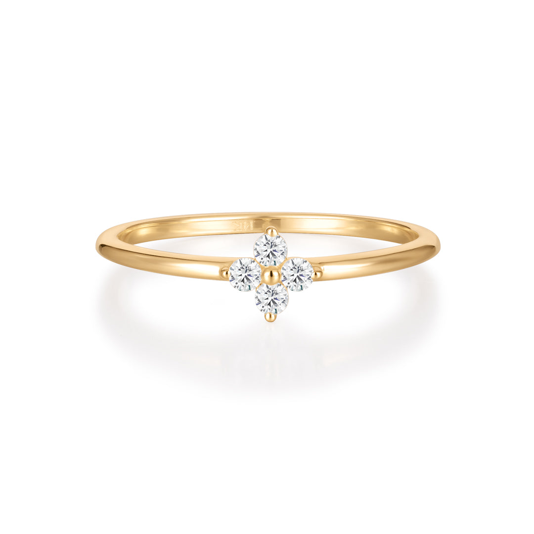 Round Lab-Grown Diamond Delicate Four-Leaf Clover Band