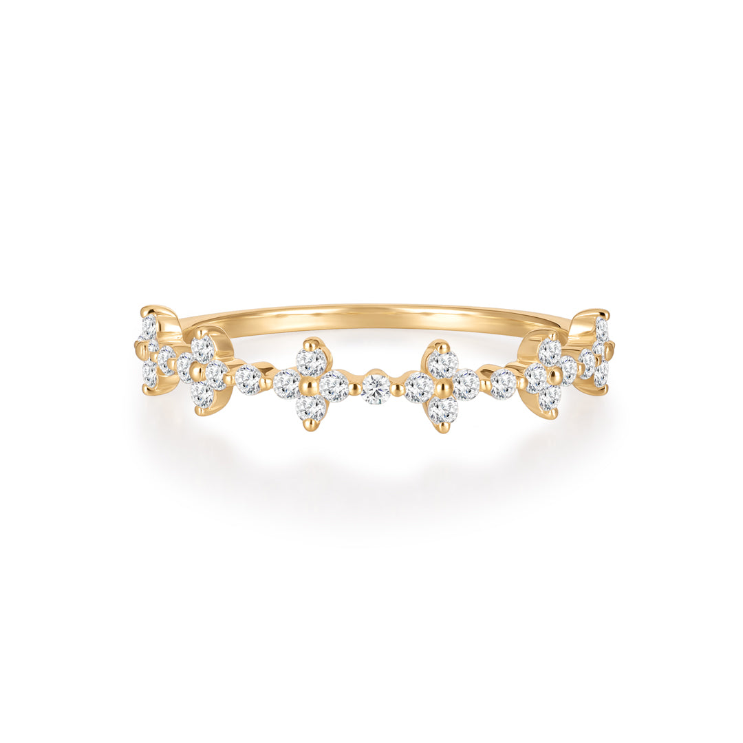 Round Lab-Grown Diamond Four-Leaf Clover Stacking Ring