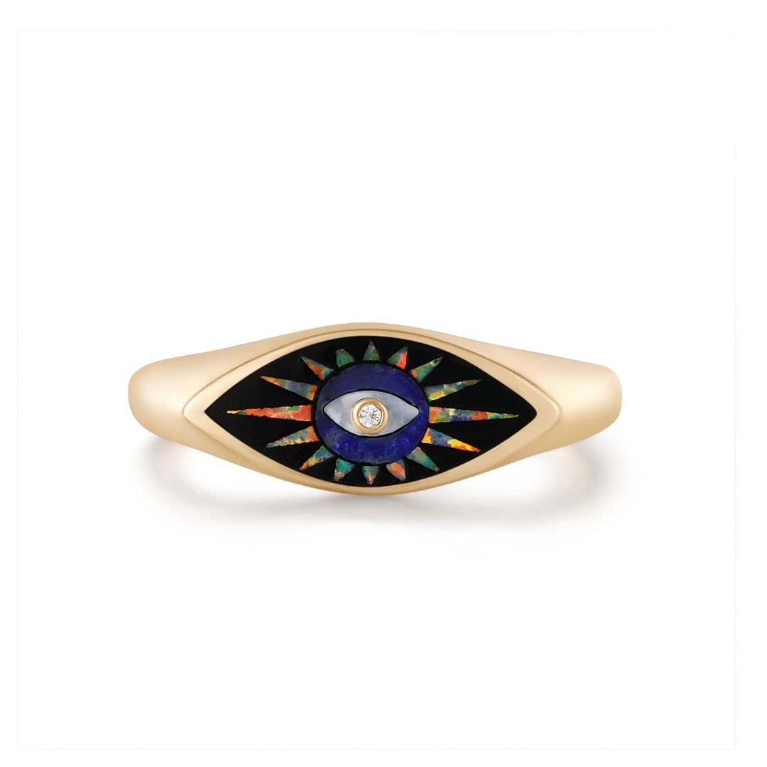 Round Lab-Grown Diamond Protective Eye Gold Ring