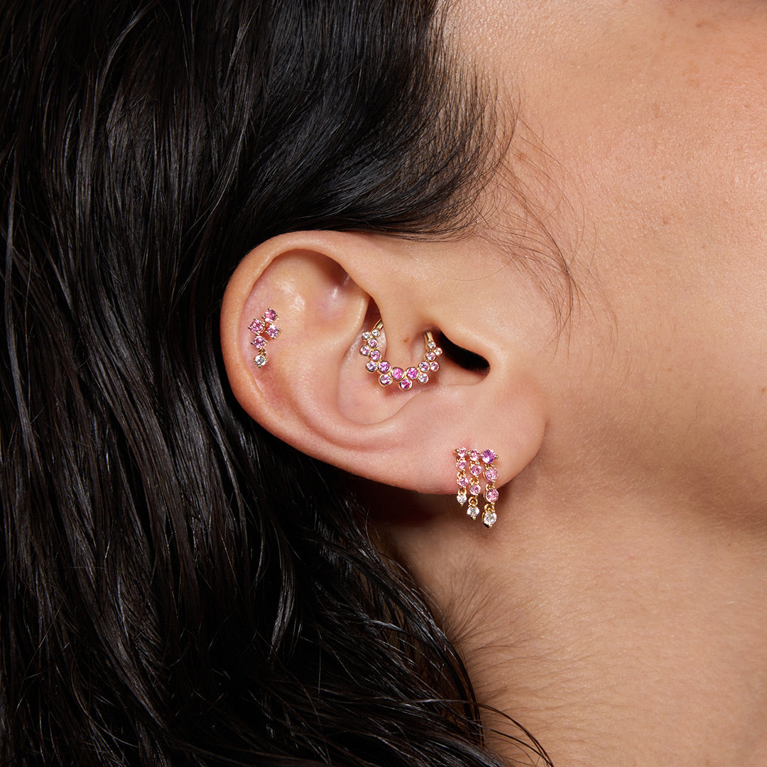 Lab-Grown Padparadscha Sapphire Drop Earrings
