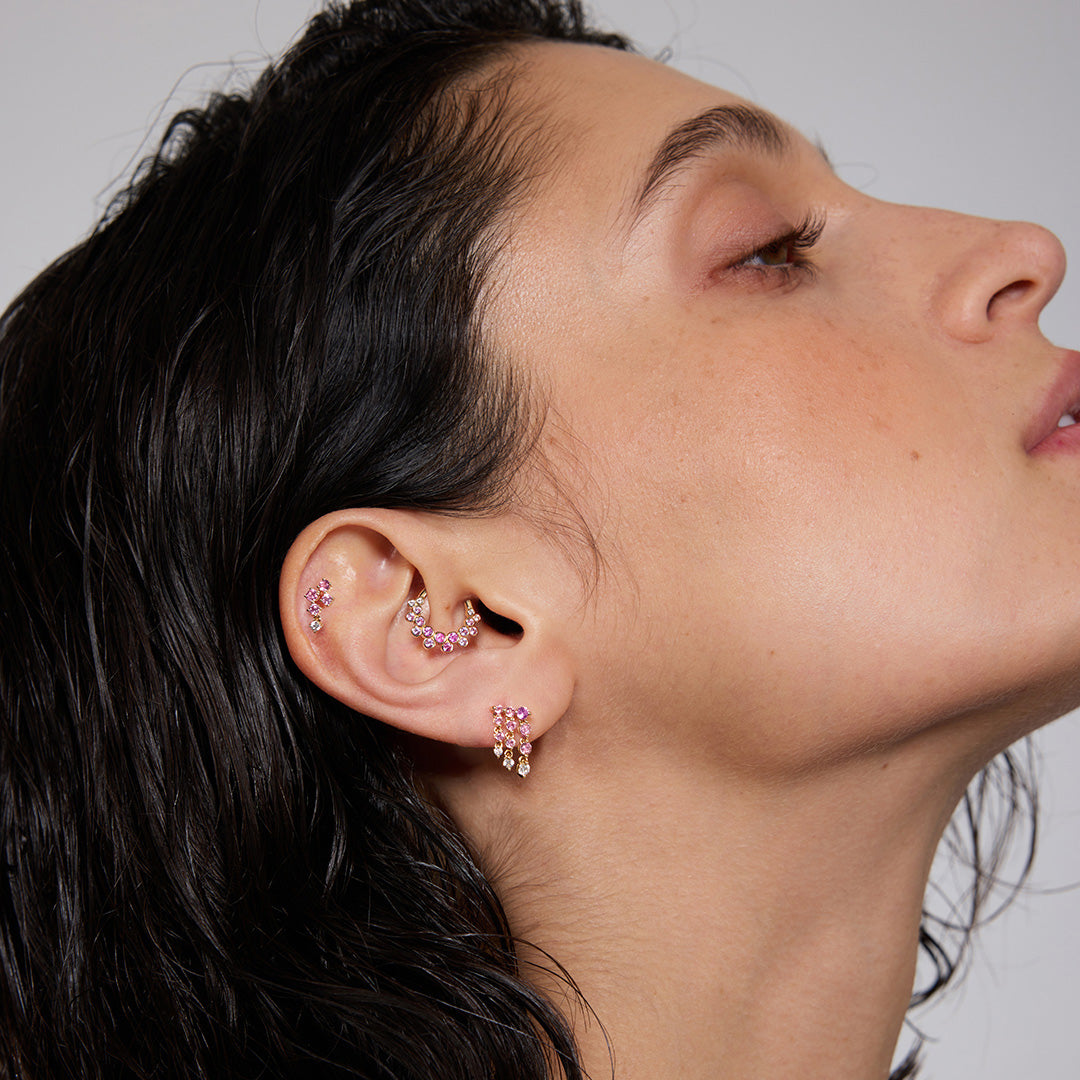 Lab-Grown Padparadscha Sapphire Drop Earrings