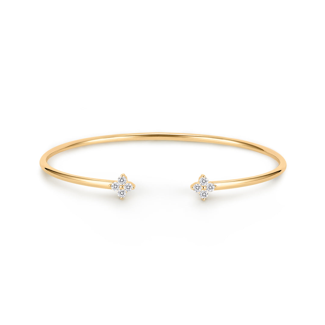 Floral Lab-Grown Diamond Open Cuff Bangle