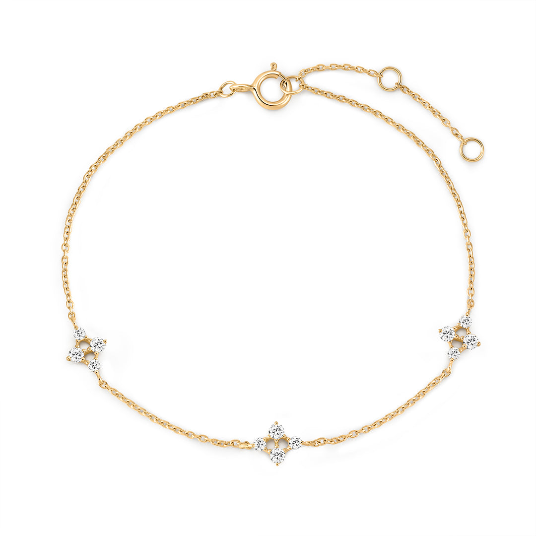 Lab-Grown Diamond Openwork Floral Station Bracelet