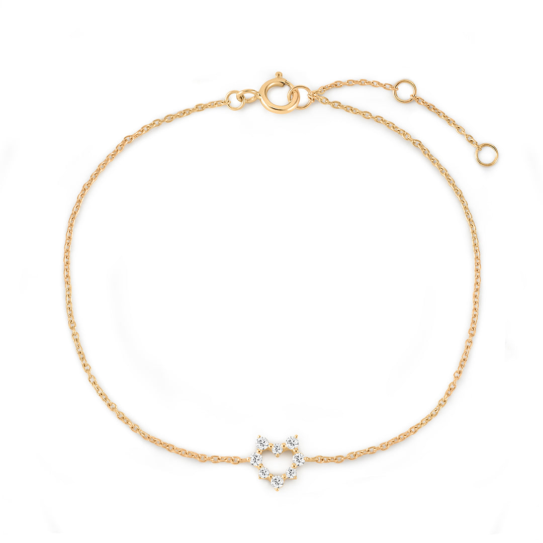 Natural Diamond Openwork Heart Bracelet