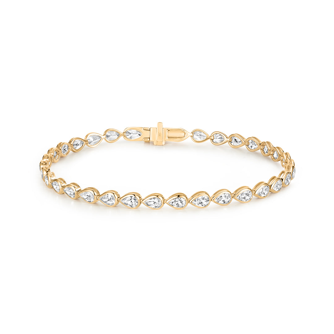 Bezel-Set Pear Lab-Grown Diamond Tennis Bracelet