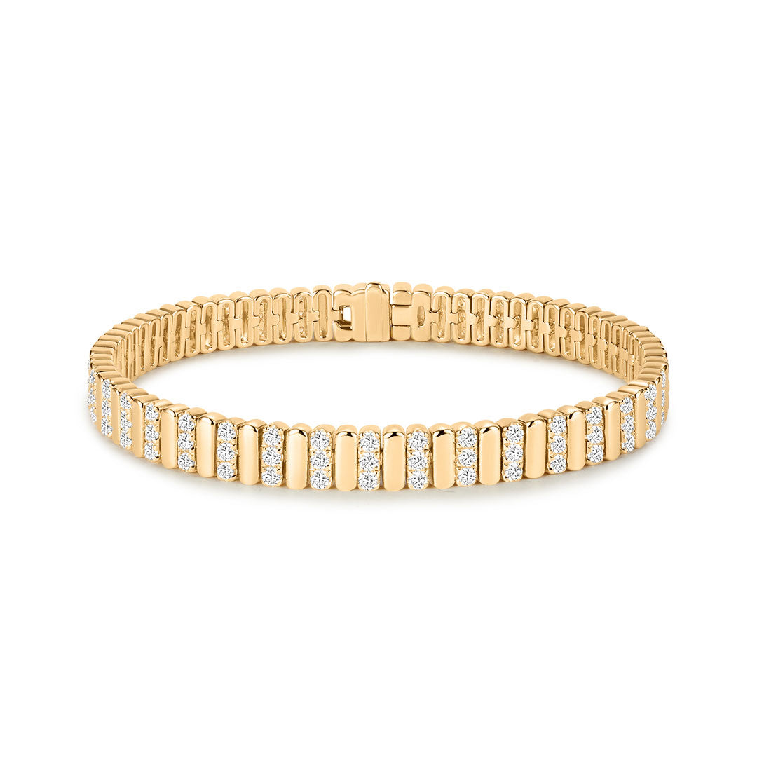 Ribbed Pavé Lab-Grown Diamond Tennis Bracelet