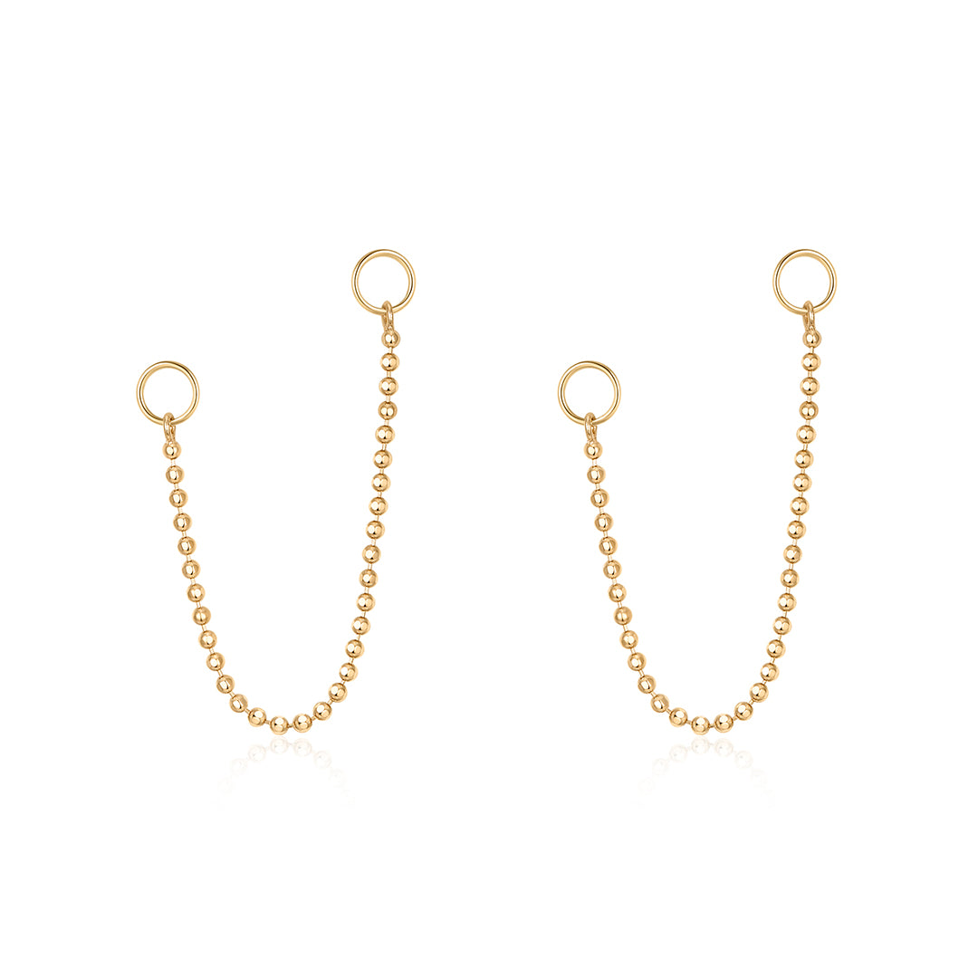 Gold Beaded Chain Charms for Huggies (Pair)