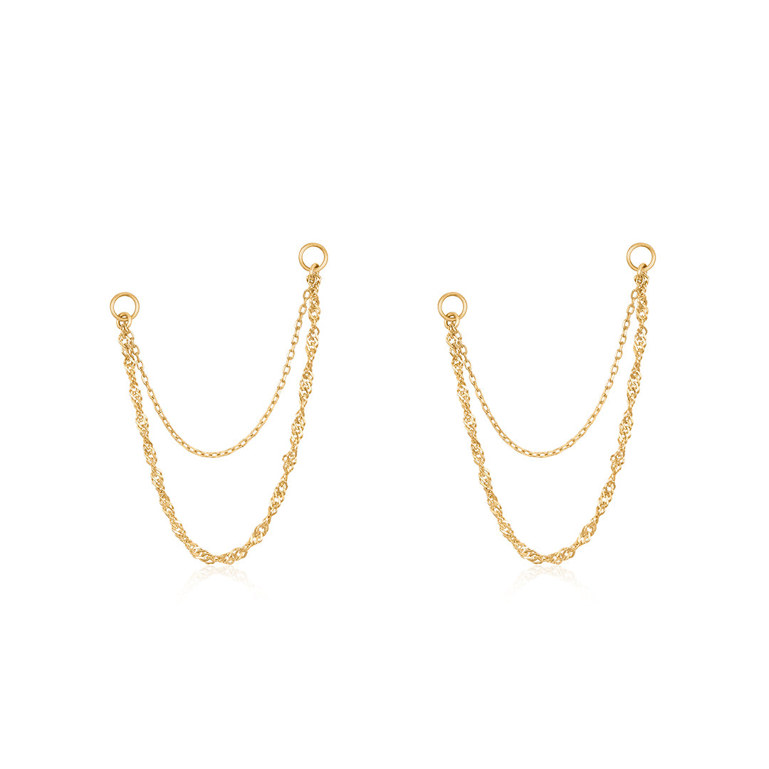 Double Chain Drop Charms for Huggie Hoops (Pair)