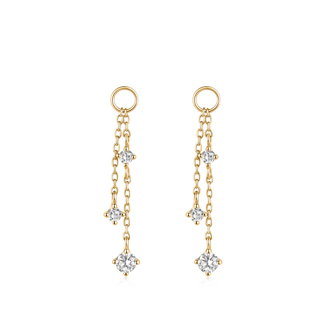 Natural Diamond Cascade Chain Charms for Huggies (Pair)