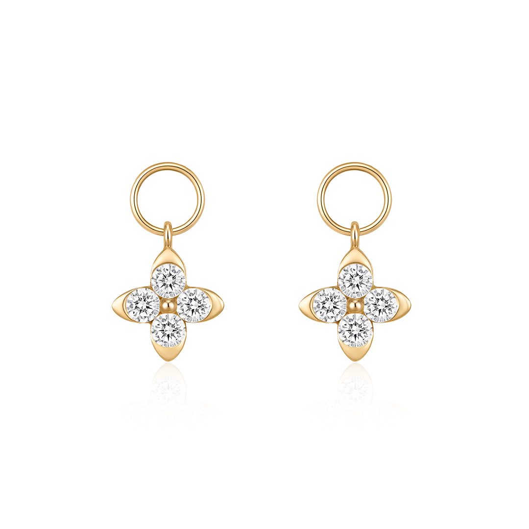 Opal Flower Charms for Huggies (Pair)