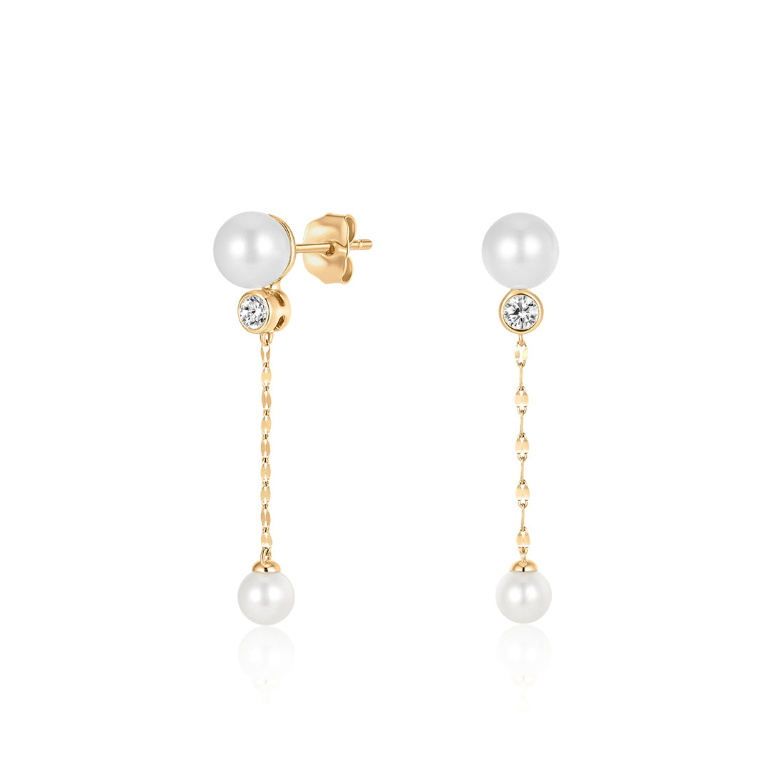Lab-Grown Diamond Pearl Tassel Earrings