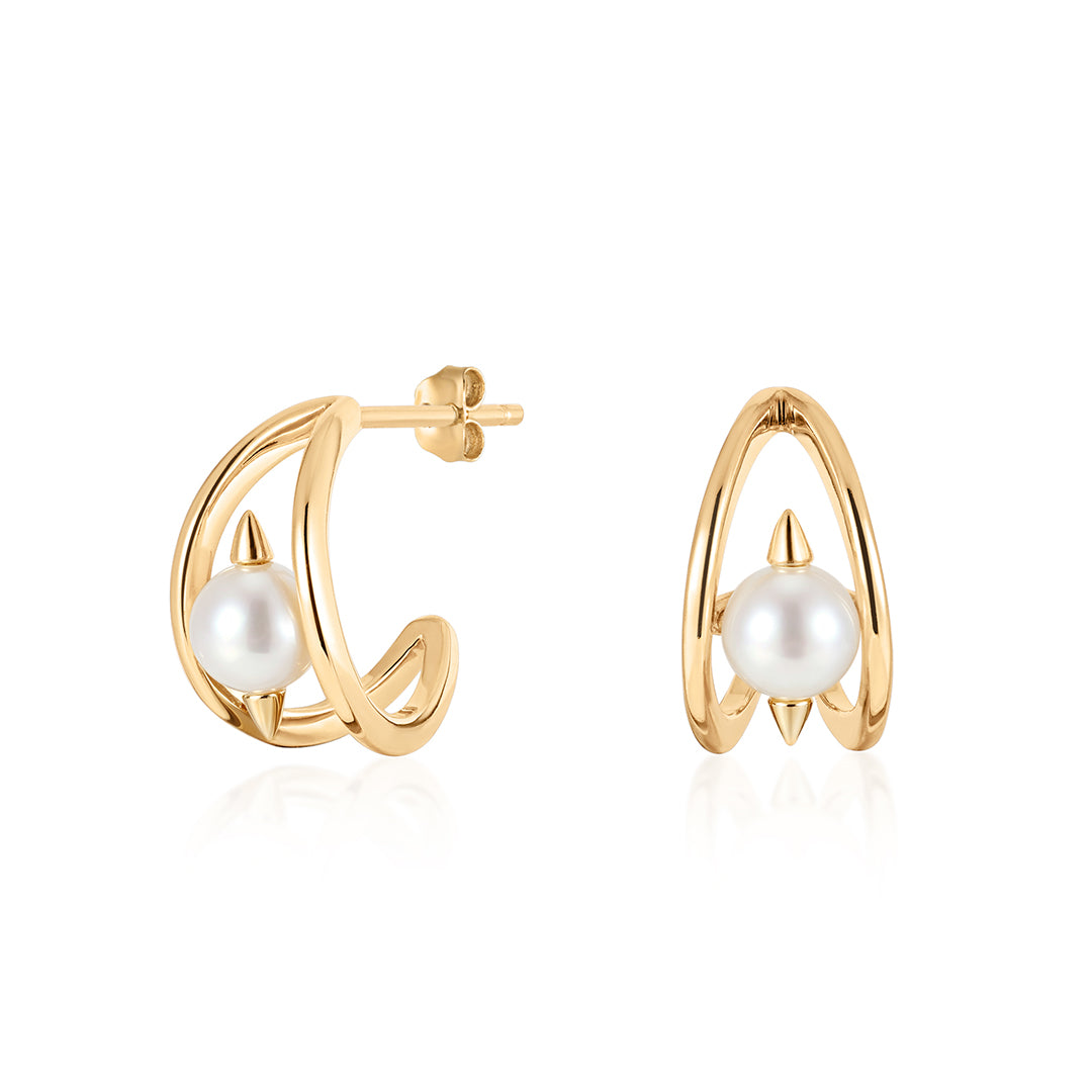 Spike Pearl Huggie Earrings