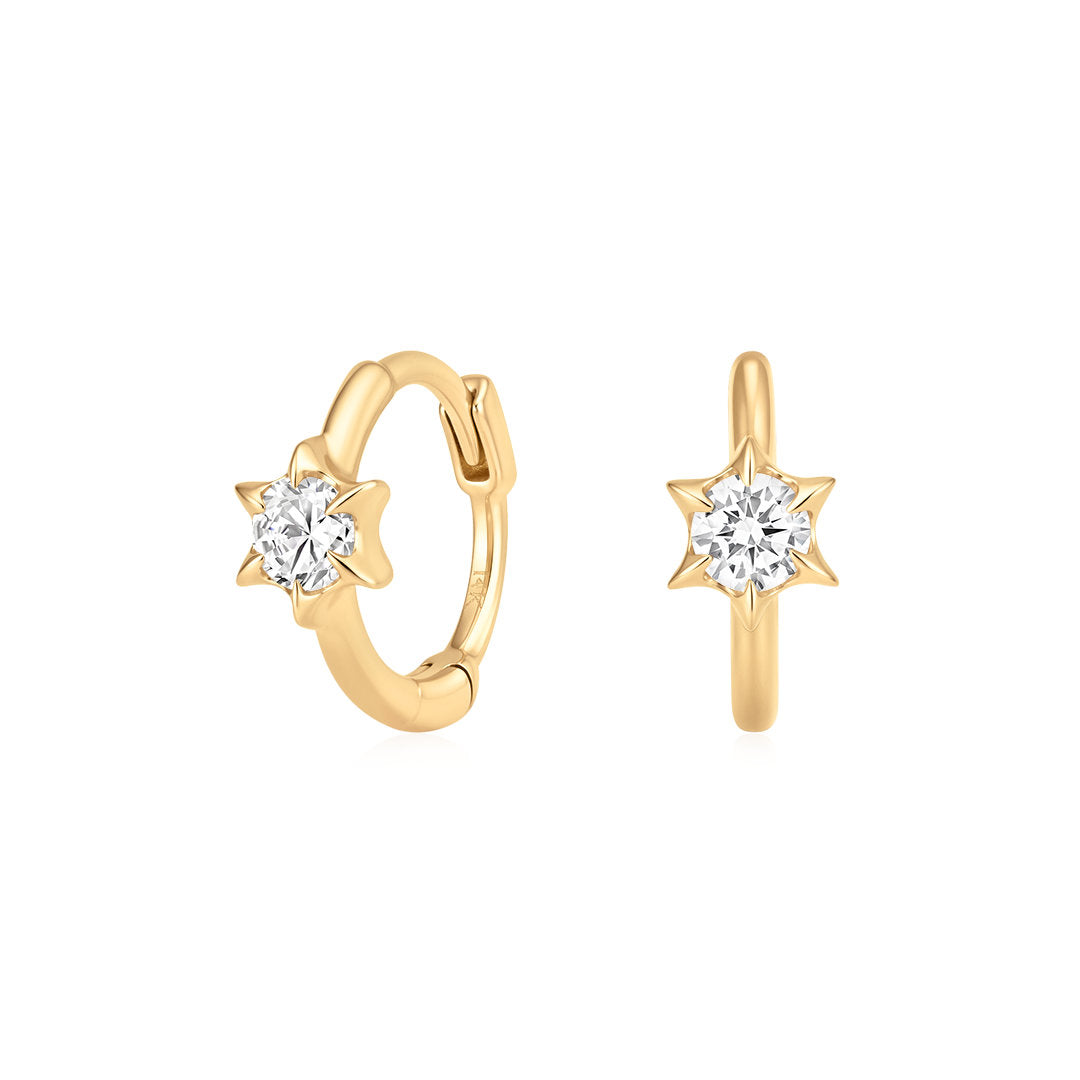 Spiked Star Lab-Grown Diamond Huggie Earrings