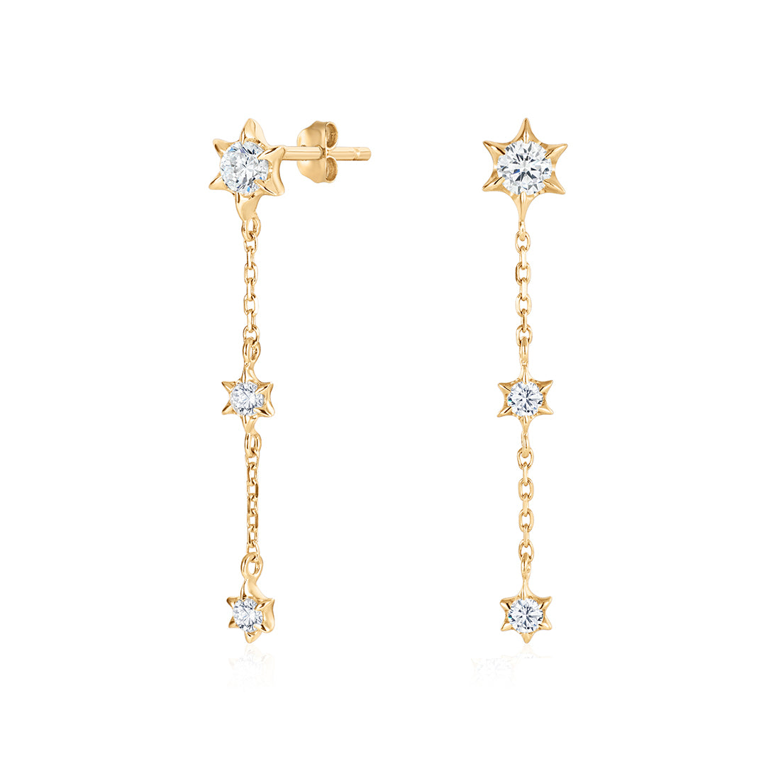 Spiked Star Lab-Grown Diamond Cascade Chain Earrings