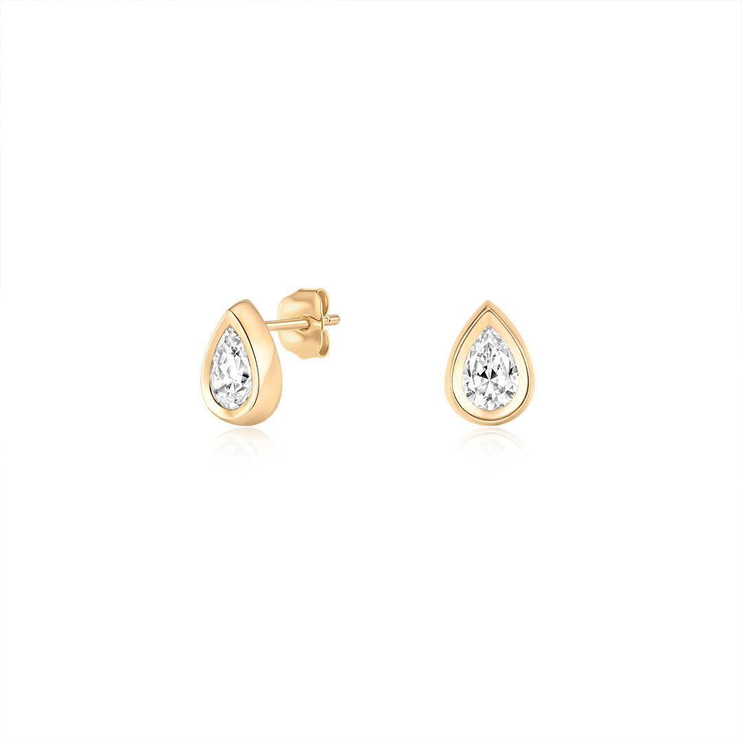 Pear-Cut Lab-Grown Diamond Bezel Studs