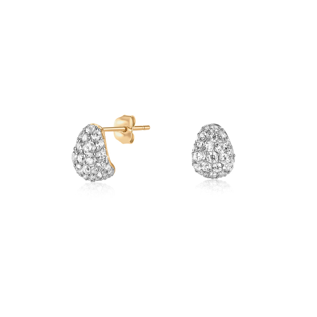 Two-Tone Rounded Pavé Lab-Grown Diamond Statement Studs