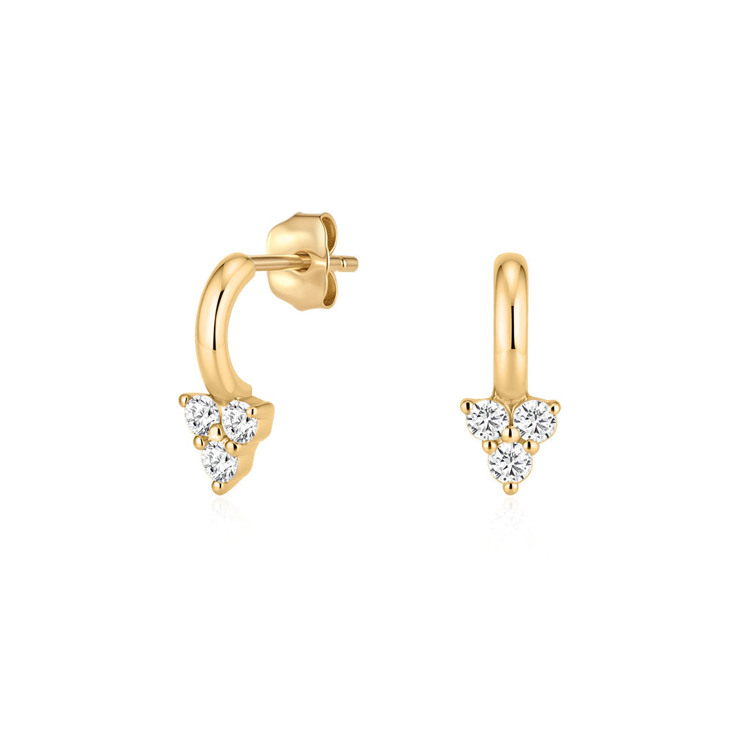 Natural Diamond Lace Drop Huggie Hoop Earrings