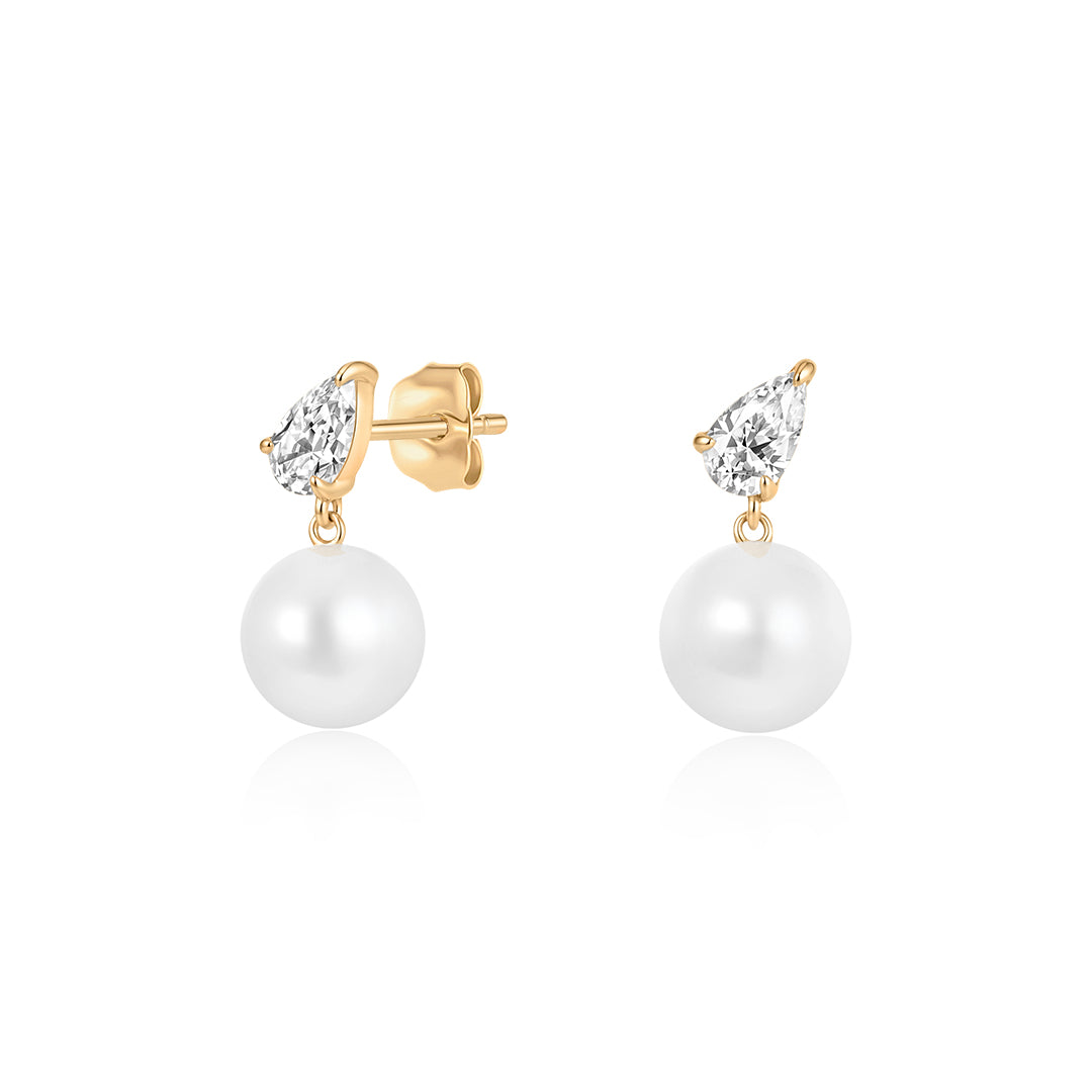 0.5ct Pear-Shaped Lab-Grown Diamond Pearl Drop Earrings