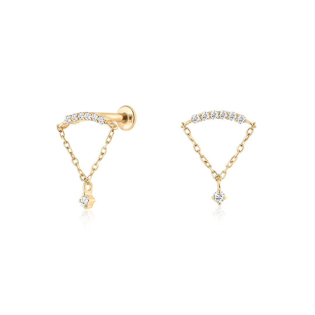 Lab-Grown Diamond Chain Drape Flat Back Studs