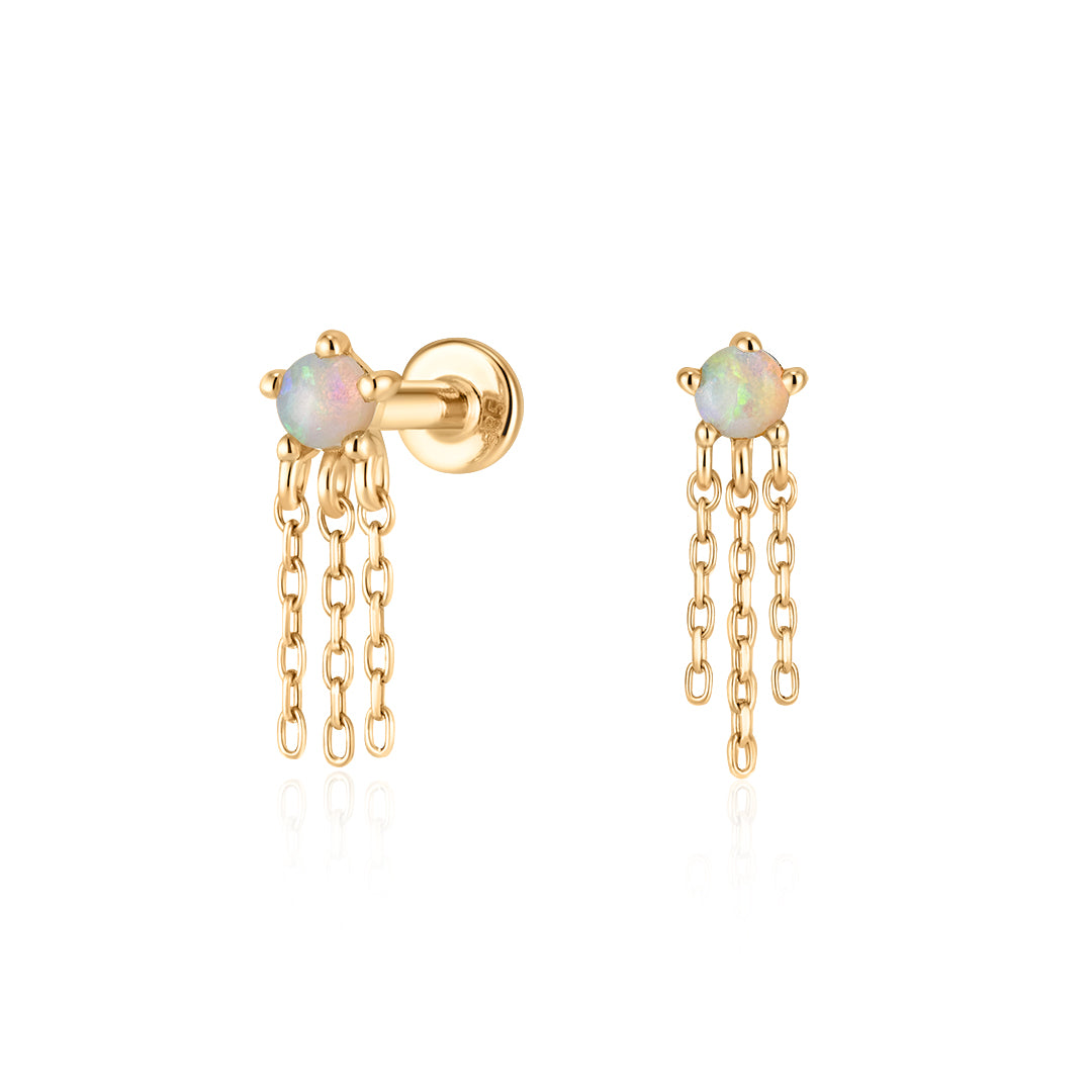 Opal Triple-Chain Flat Back Studs
