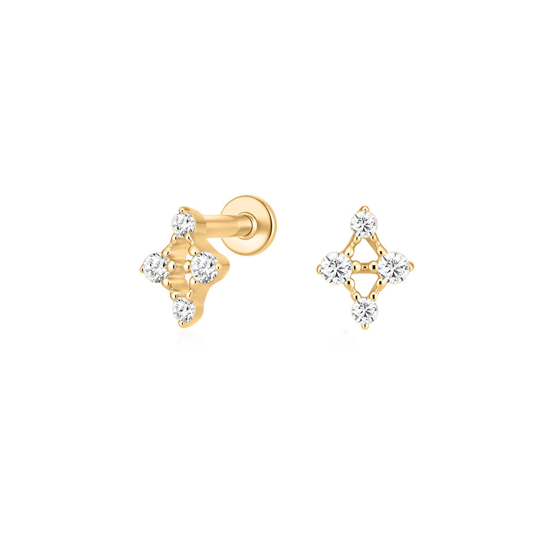 Ornate Openwork Lab-Grown Diamond Flat Back Studs