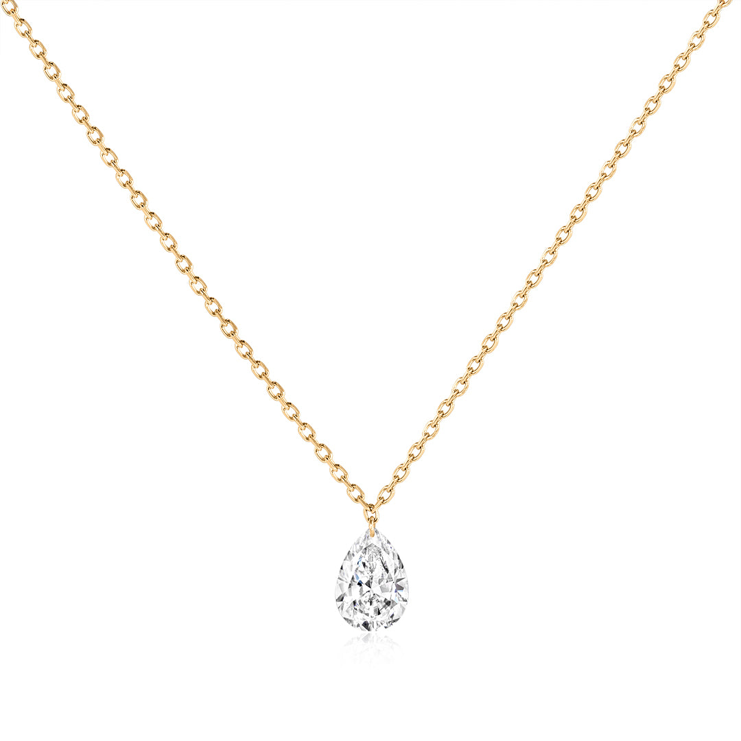 Drilled Pear Lab-Grown Diamond Pendant Necklace