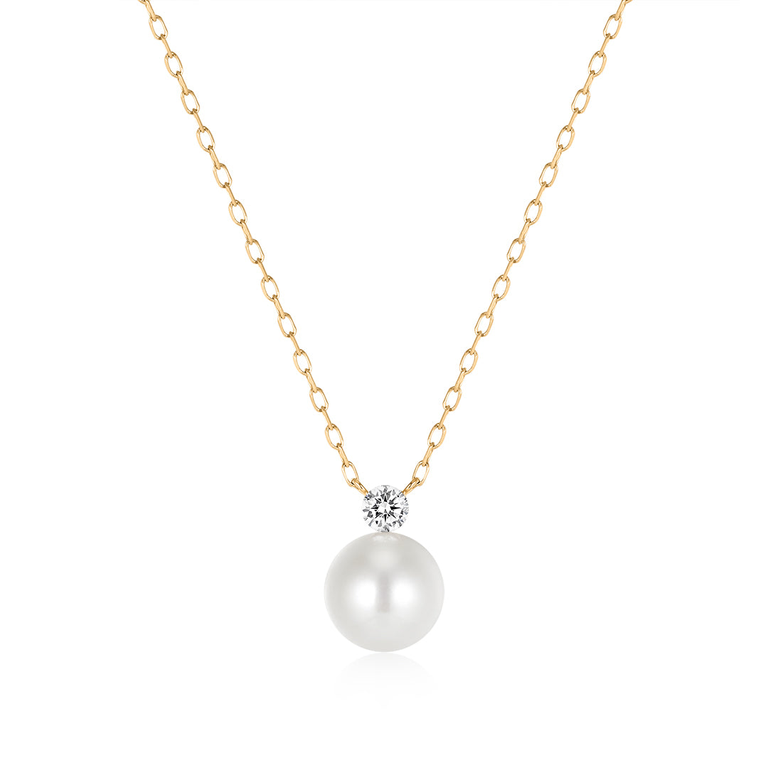 Invisible-Set Lab-Grown Diamond Pearl Necklace