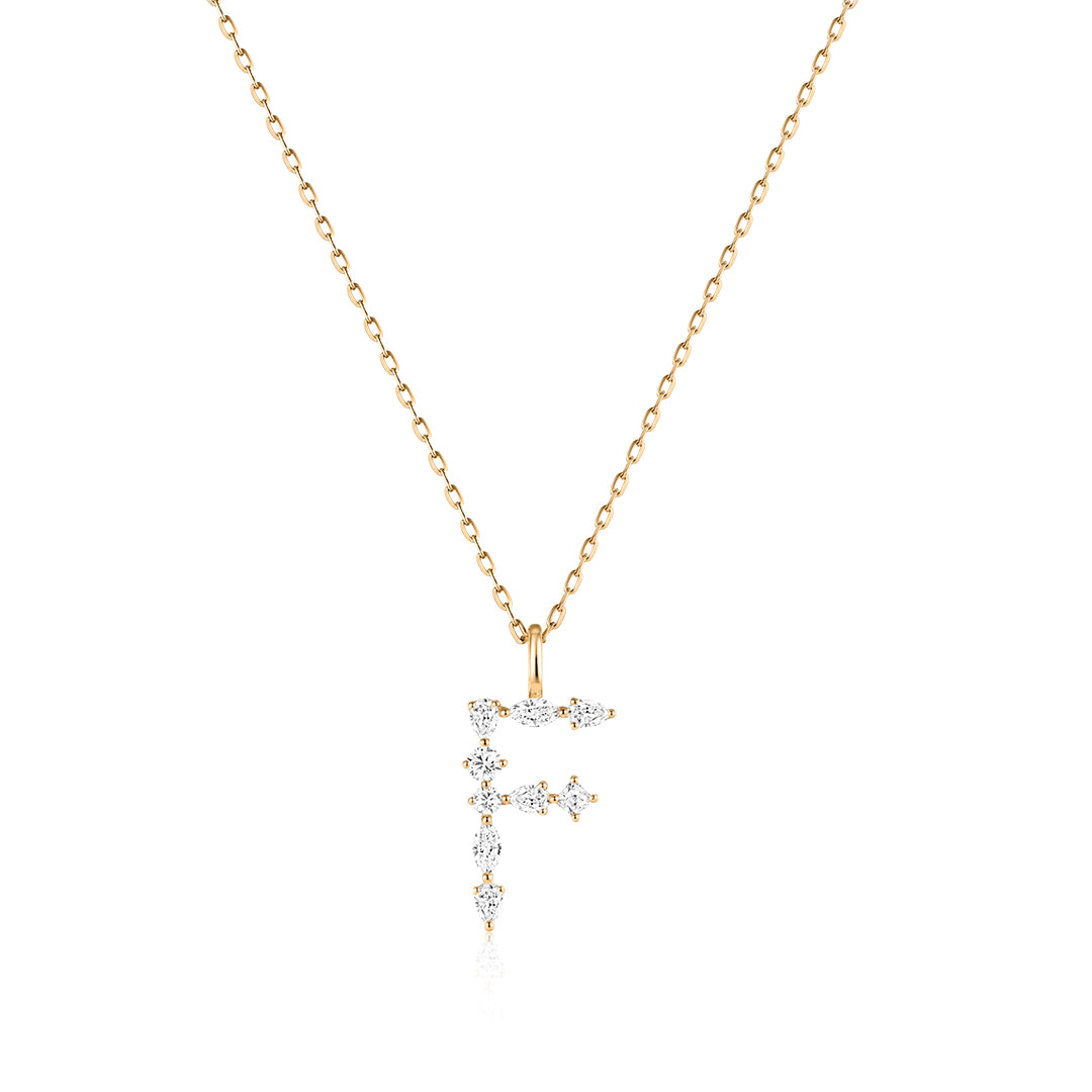 Mixed-Cut Lab-Grown Diamond Initial F Necklace