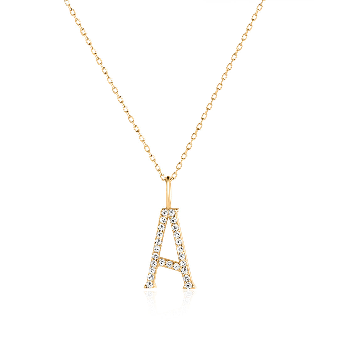 Pavé Natural Diamond Letter Necklace