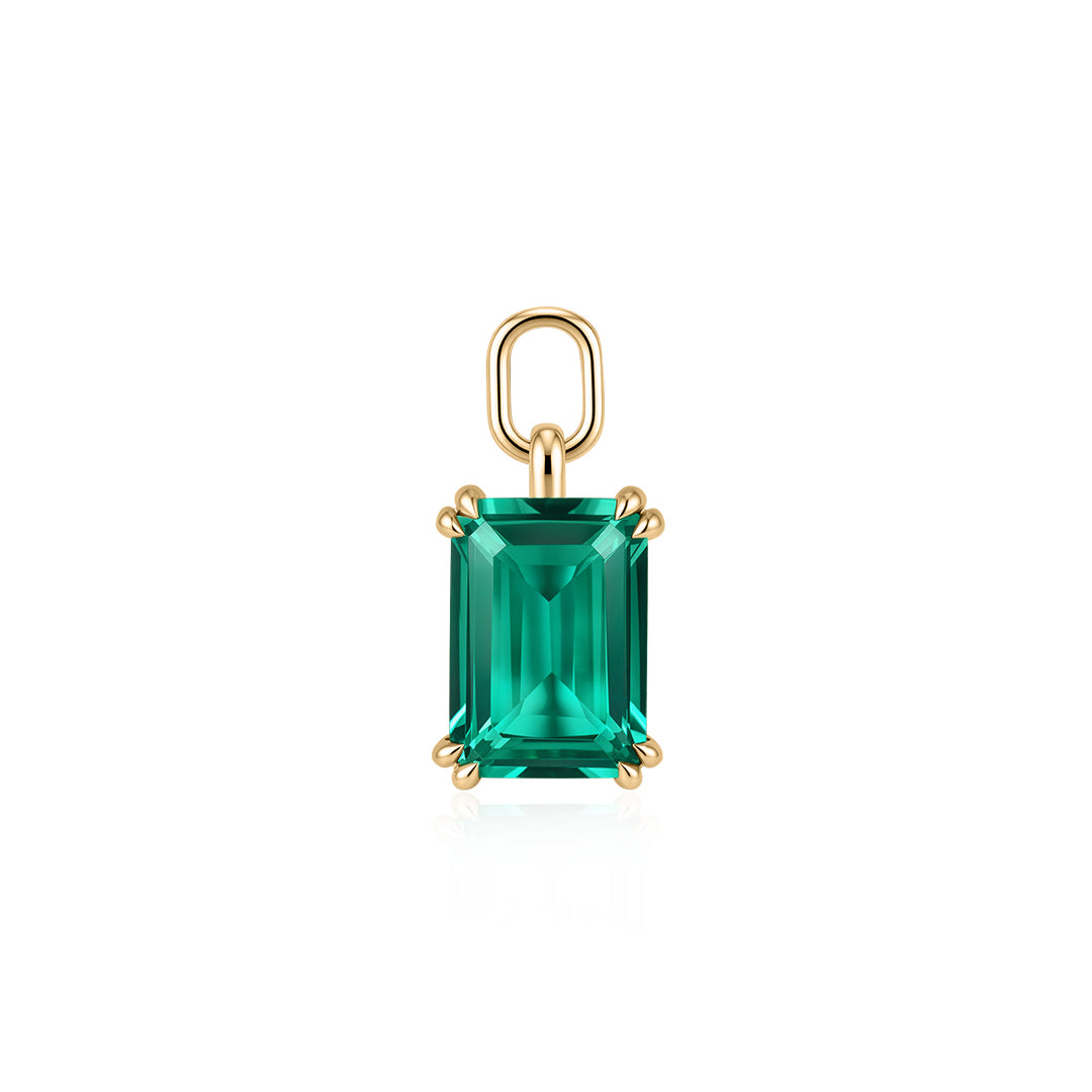 Lab-Grown Emerald Solitaire Charm for Chains