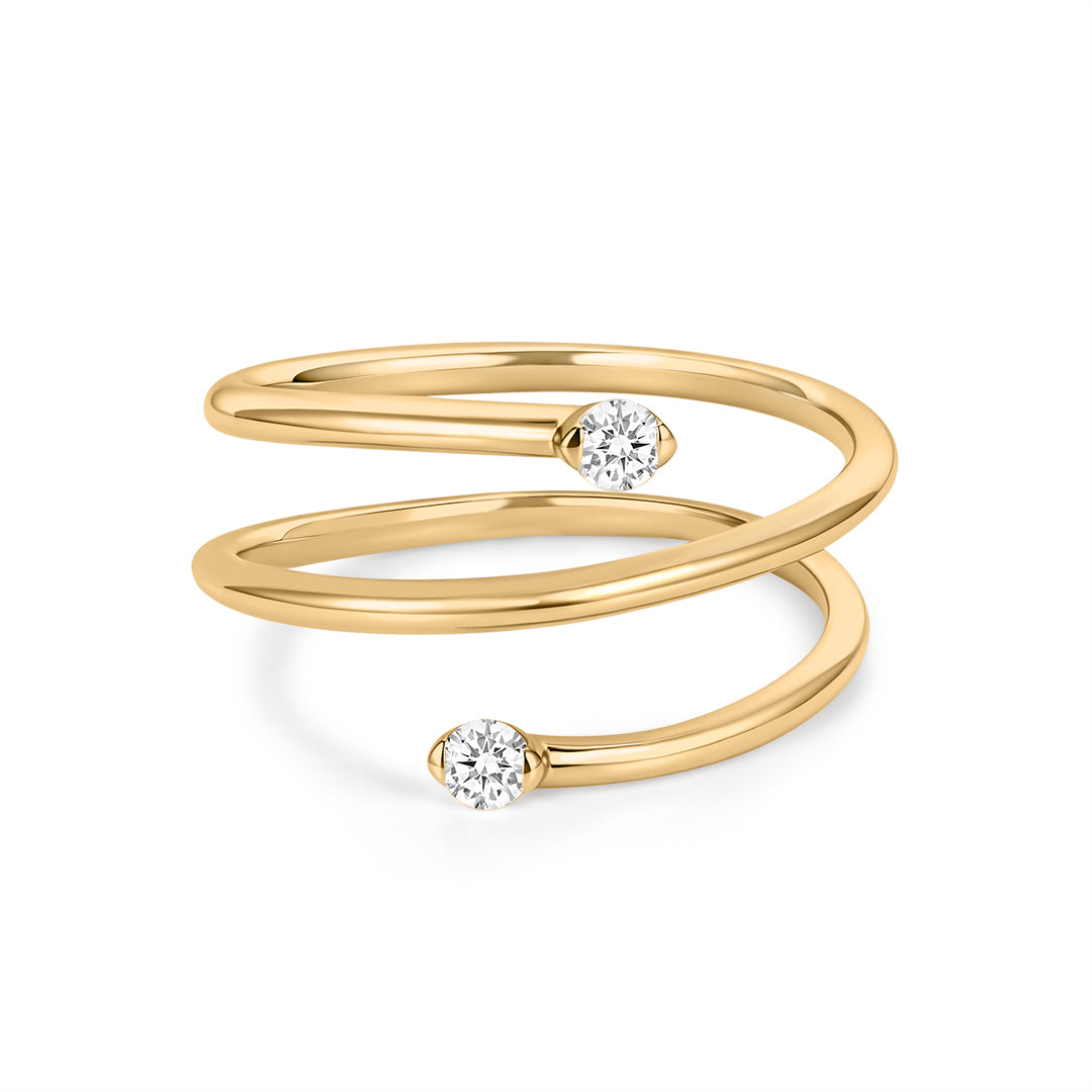 Tension-Set Round Natural Diamond Spiral Ring