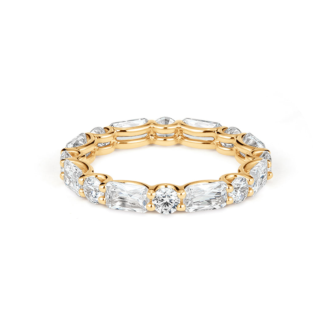 Emerald and Round Lab-Grown Diamond Wedding Band