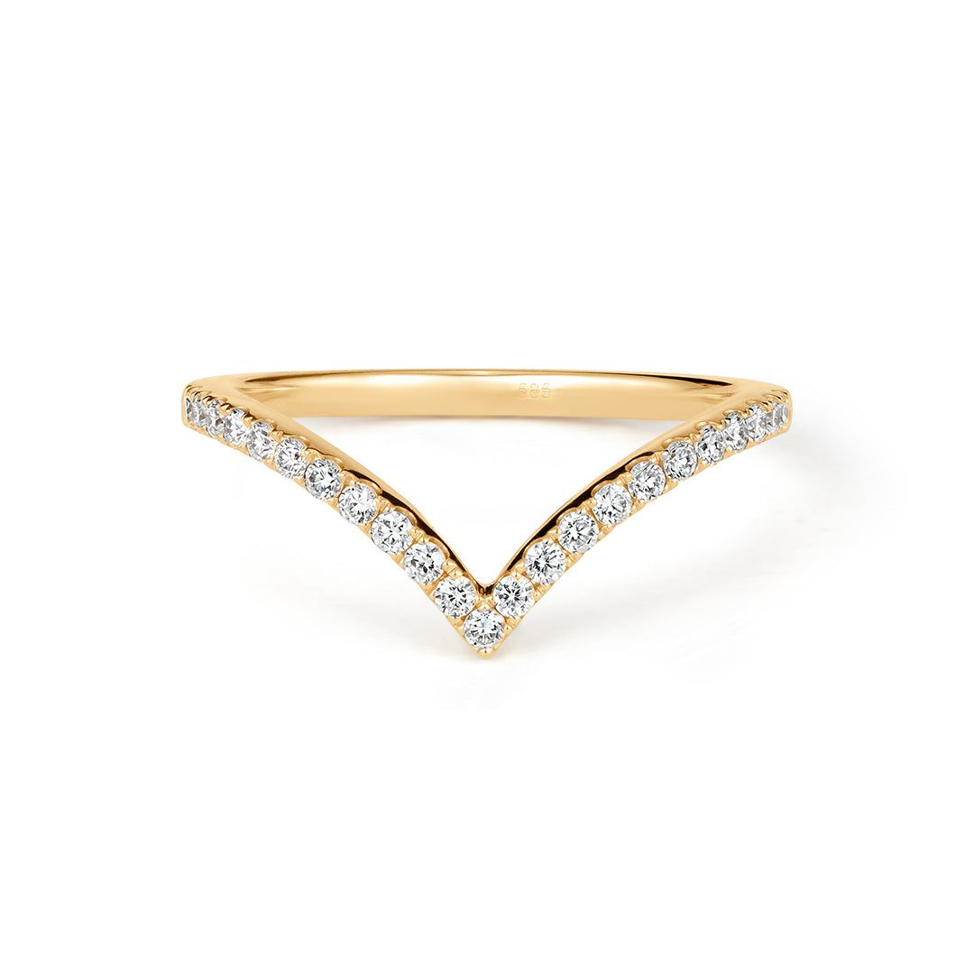 Round Lab-Grown Diamond Chevron Stack Ring