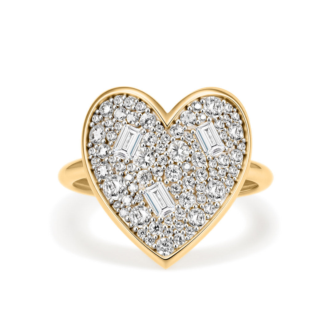 Two-Tone Mosaic Heart Lab-Grown Diamond Ring
